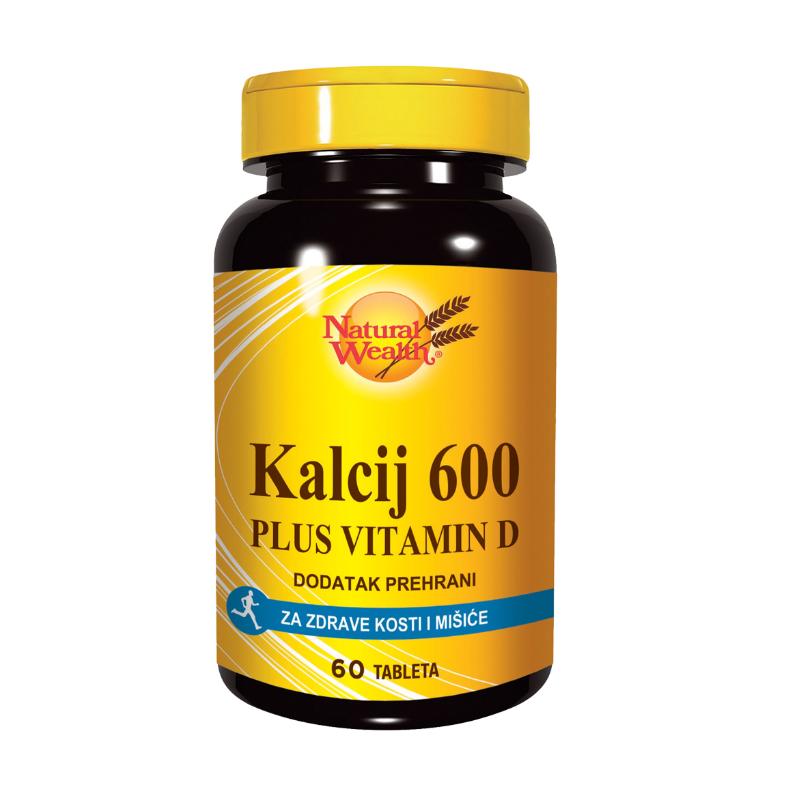 Natural Wealth Kalcij 600 + vitamin D tablete a60