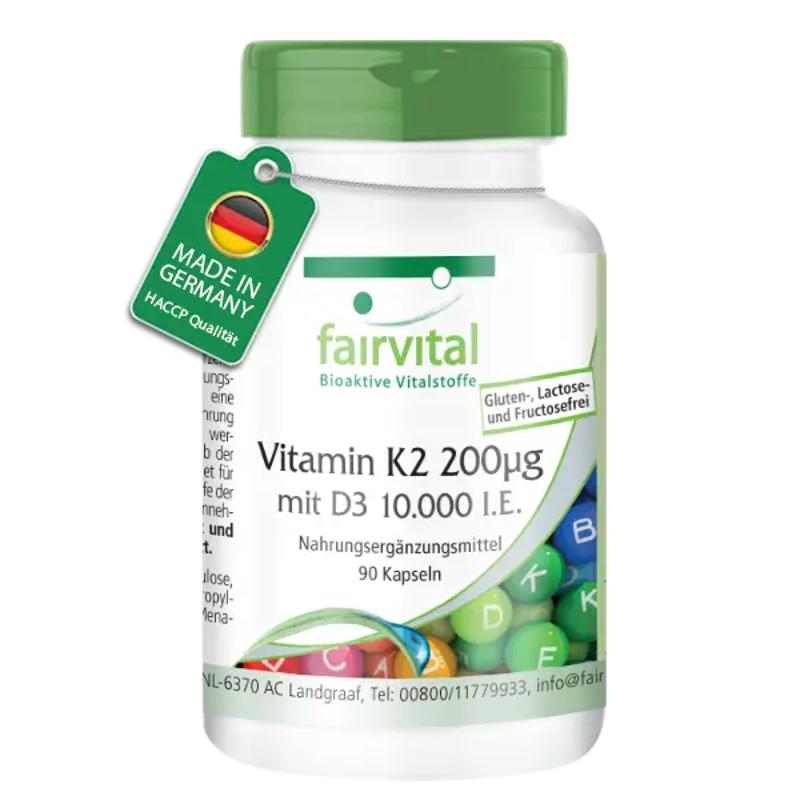 FAIRVITALVIT K2 200MCG+D3 10000 IU CAPS A90