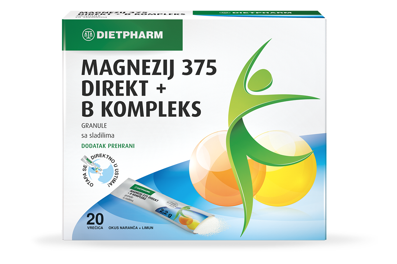 Dietpharm Magnezij 375 Direkt + B kompleks granule
